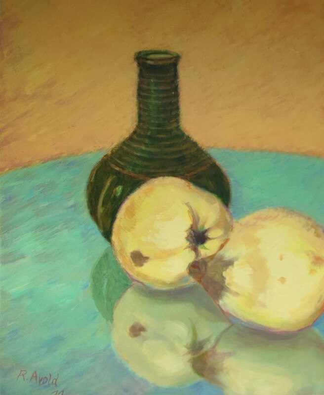 Quitten an grüner Vase Quitten an grüner Vase