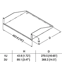Penn Elcom Black Rack Shelf - 270.5mm Deep - 1U
