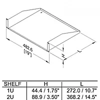 Penn Elcom Black Vented Rack Shelf - 270.5mm Deep - 1U