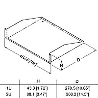 Penn Elcom Black Rack Shelf - 368mm Deep - 2U