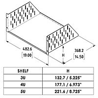Penn Elcom Black Rack Shelf - 368mm Deep - 3U