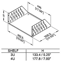Penn Elcom Black Vented Rack Shelf - 368mm Deep - 4U