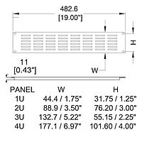 Penn Elcom Black Flanged Rack Panel with Horizontal Vents - 2U