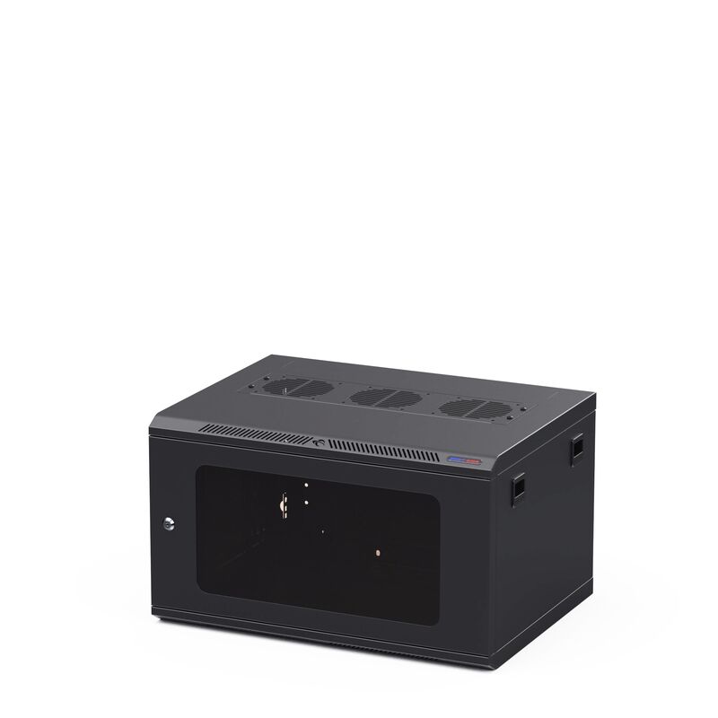 Penn Elcom Black Wall Mount Rack - M6 Threaded Rails - Poly Front Door - 450mm Deep - 6U