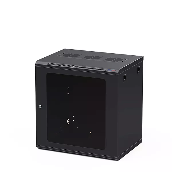 Penn Elcom Black Wall Mount Rack - M6 Threaded Rails - Poly Front Door - 450mm Deep - 12U