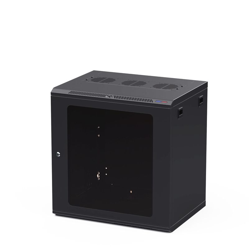 Penn Elcom Black Wall Mount Rack - M6 Threaded Rails - Poly Front Door - 450mm Deep - 12U