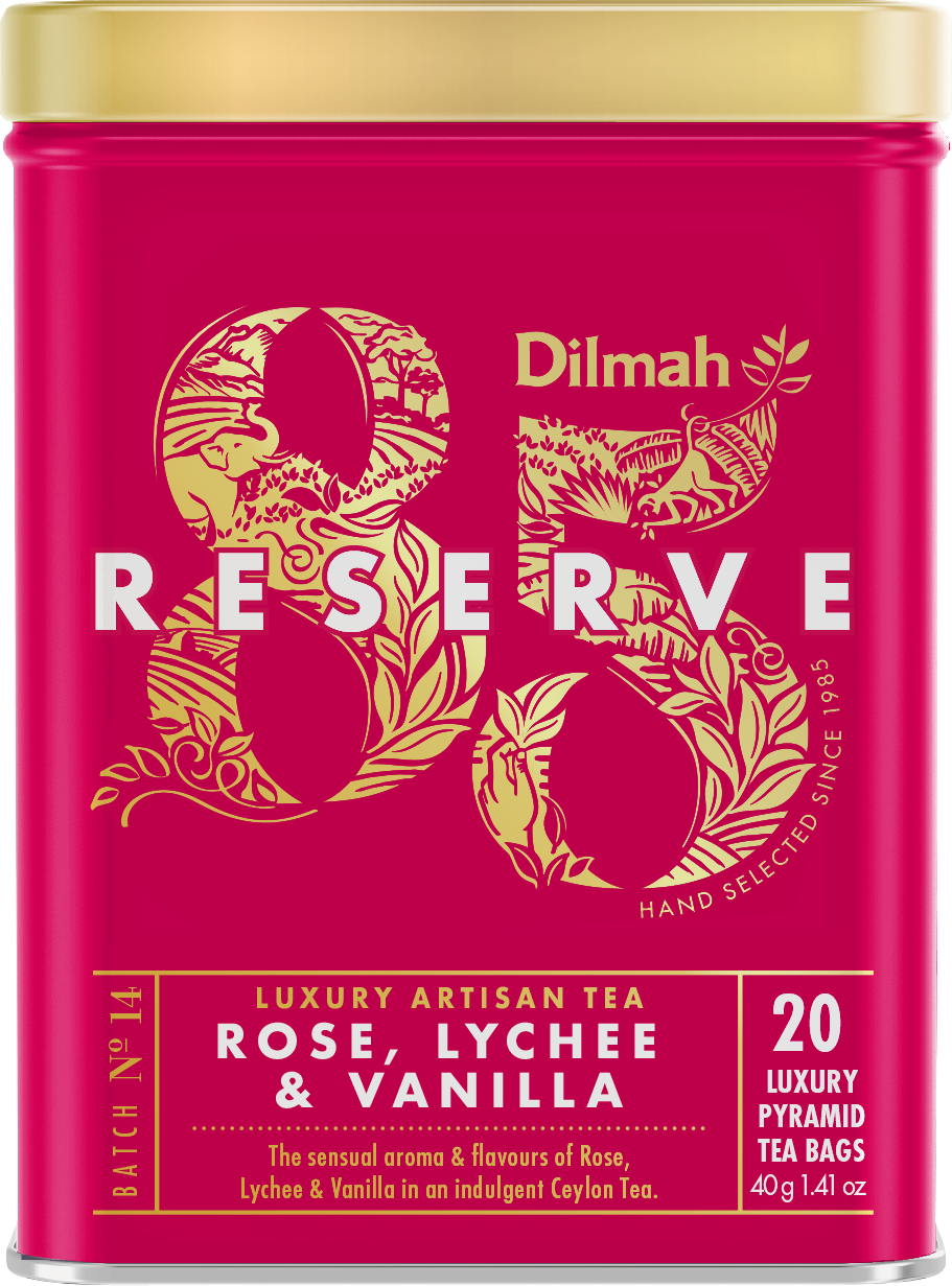 DILMAH ROSE, LYCHEE & VANILLA - 85 RESERVE LLTB TIN CADDY (SQUARE) 20