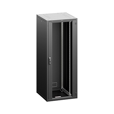 Flat Pack 42U rack 800X1000 with front glass door and rear solid panel BLK