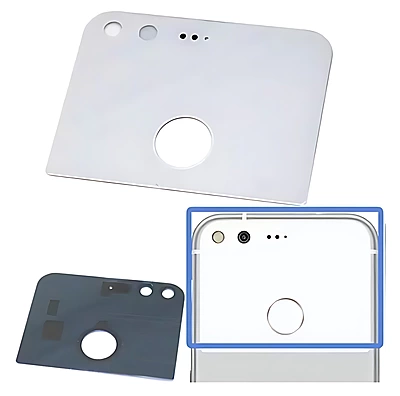 Google Pixel XL Replacement Rear Glass Panel With Adhesive - Very Silver (White)