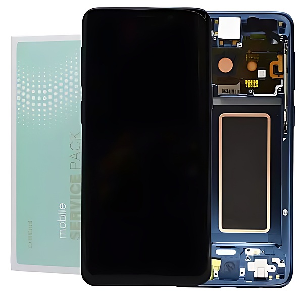 For Samsung S9 - Replacement AMOLED Display Digitizer Touch Screen Assembly With Frame - Coral Blue - Service Pack - GH97 - 21696D