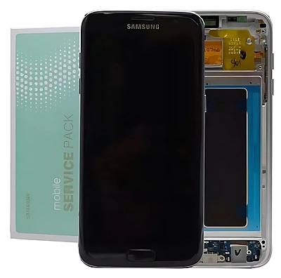 For Samsung S7 Edge - Replacement AMOLED Display Digitizer Touch Screen Assembly With Frame - Black - Service Pack - GH97 - 18533A