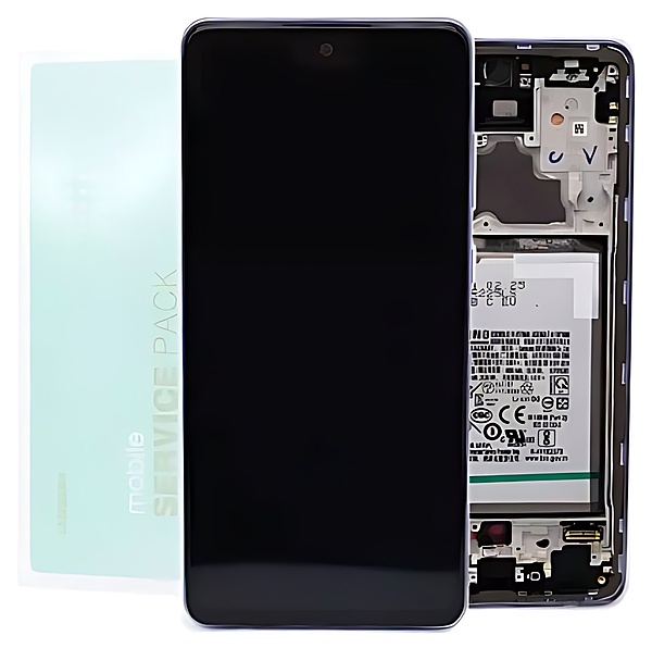 Genuine Samsung A72 , A725 - Replacement AMOLED Touch Screen Assembly With Chassis & Battery - Awesome Violet - Service Pack - GH82 - 25542C
