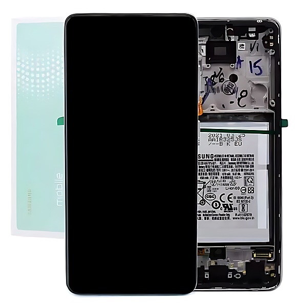 For Samsung A52 , A525 - Replacement AMOLED Touch Screen Assembly With Chassis & Battery - Awesome White - Service Pack - GH82 - 25230D