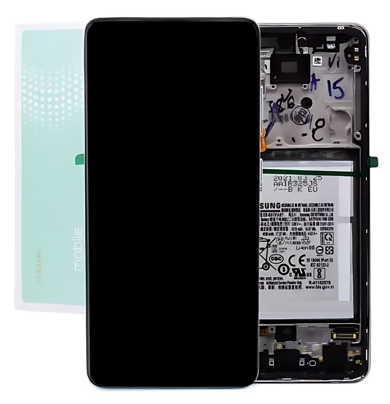 For Samsung A52 , A525 - Replacement AMOLED Touch Screen Assembly With Chassis & Battery - Awesome White - Service Pack - GH82 - 25230D