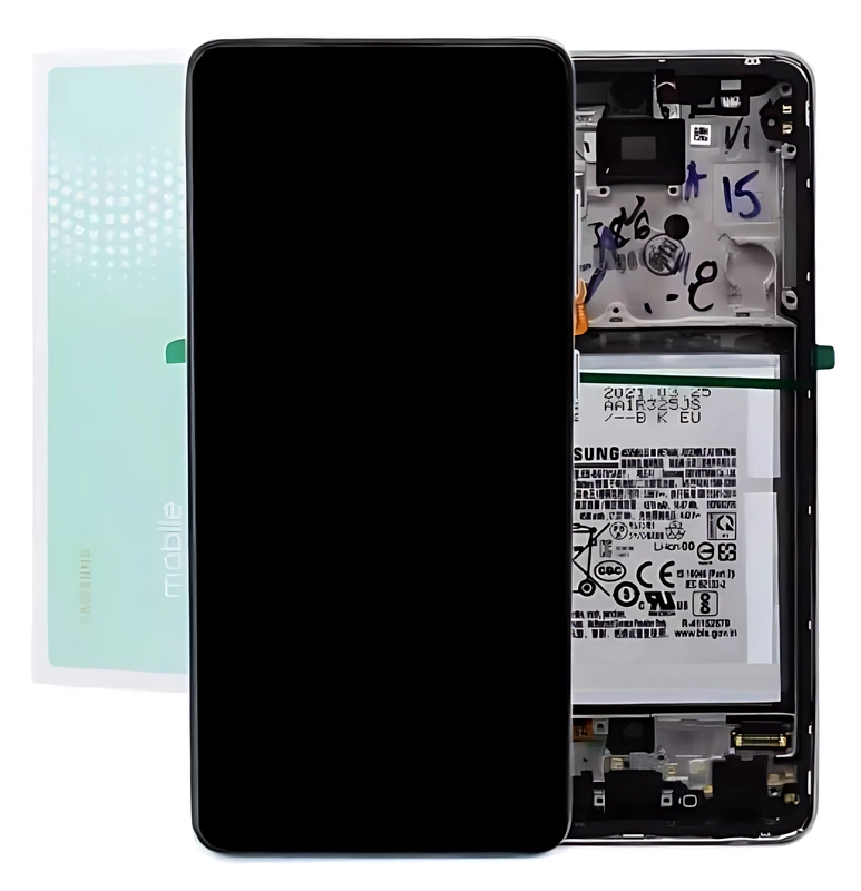 For Samsung A52 , A525 - Replacement AMOLED Touch Screen Assembly With Chassis & Battery - Awesome White - Service Pack - GH82 - 25230D