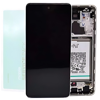 Genuine Samsung A72 , A725 - Replacement AMOLED Touch Screen Assembly With Chassis & Battery - Awesome White - Service Pack - GH82 - 25541D