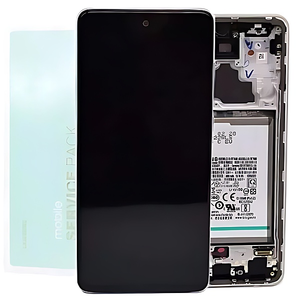 Genuine Samsung A72 , A725 - Replacement AMOLED Touch Screen Assembly With Chassis & Battery - Awesome White - Service Pack - GH82 - 25541D