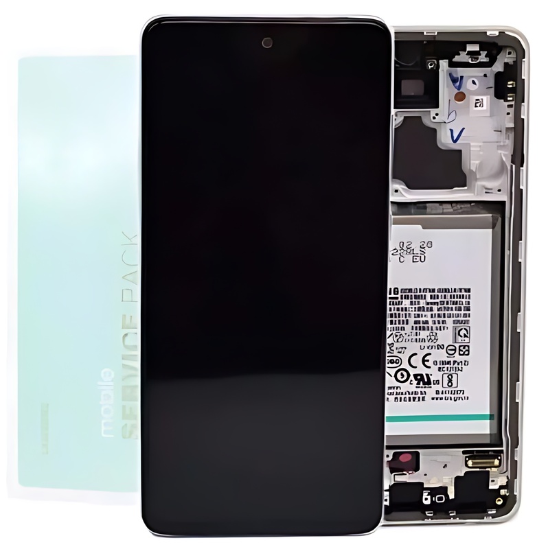 Genuine Samsung A72 , A725 - Replacement AMOLED Touch Screen Assembly With Chassis & Battery - Awesome White - Service Pack - GH82 - 25541D