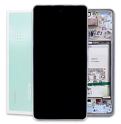 For Samsung A53 5G , A536 - Replacement AMOLED Touch Screen Assembly With Chassis & Battery - Blue - Service Pack - GH82 - 28026C