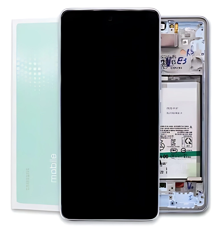 For Samsung A53 5G , A536 - Replacement AMOLED Touch Screen Assembly With Chassis & Battery - Blue - Service Pack - GH82 - 28026C