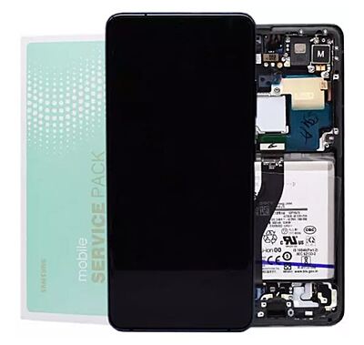 Genuine Samsung S21 Ultra , G998 - Replacement AMOLED Touch Screen Assembly With Chassis & Battery - Phantom Black - Service Pack - GH82 - 24591A