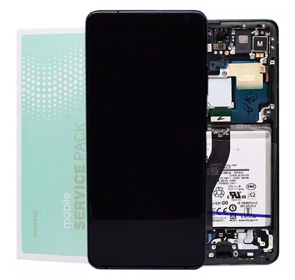 Genuine Samsung S21 Ultra , G998 - Replacement AMOLED Touch Screen Assembly With Chassis & Battery - Phantom Black - Service Pack - GH82 - 24591A