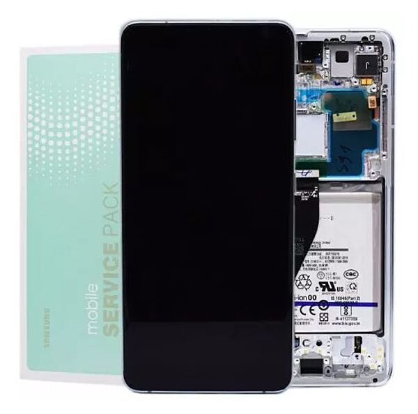 Genuine Samsung S21 Ultra , G998 - Replacement AMOLED Touch Screen Assembly With Chassis & Battery - Phantom Silver - Service Pack - GH82 - 24591B