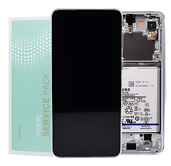 Genuine Samsung S21 Plus , G996 - Replacement AMOLED Touch Screen Assembly With Chassis & Battery - Phantom Silver - Service Pack - GH82 - 24555C
