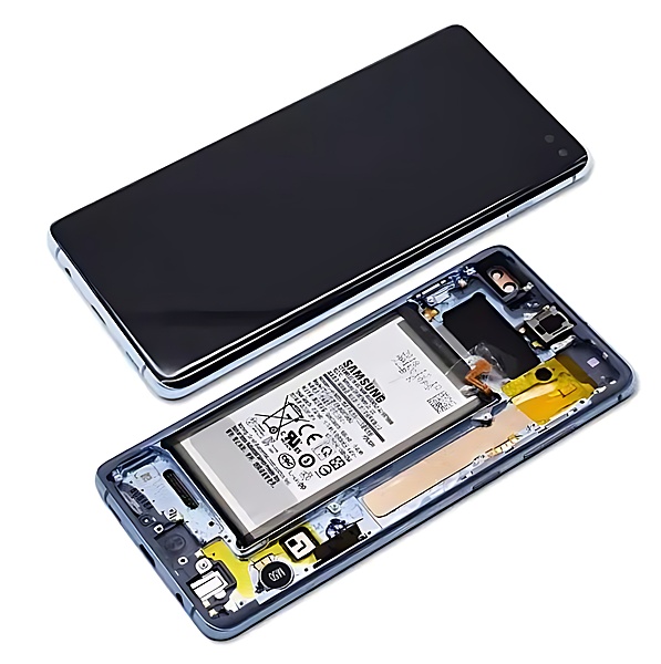 For Samsung Galaxy S10 Plus , G975 - Replacement AMOLED Touch Screen Assembly With Chassis & Battery - Prism Blue - (Grade A)