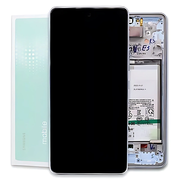 For Samsung A53 5G , A536 - Replacement AMOLED Touch Screen Assembly With Chassis - Blue - Service Pack - GH82 - 28026C