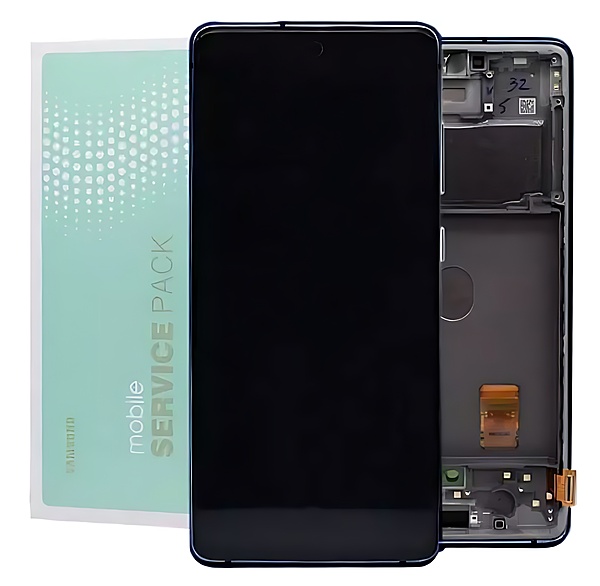 Genuine Samsung S20 FE 5G , G781 - Replacement AMOLED Touch Screen Assembly With Chassis - Cloud Navy - Service Pack - GH82 - 24214A