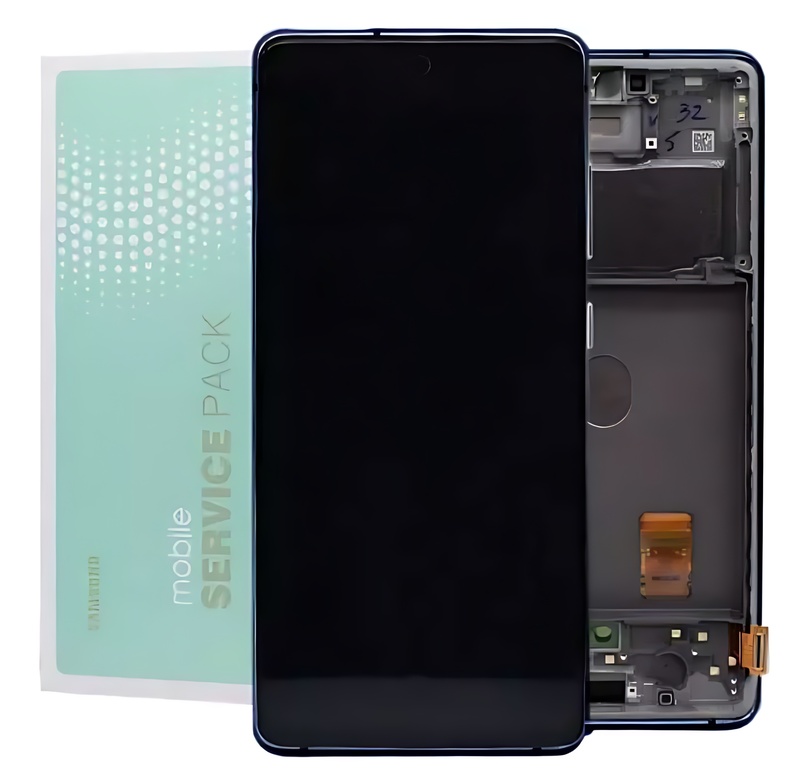 Genuine Samsung S20 FE 5G , G781 - Replacement AMOLED Touch Screen Assembly With Chassis - Cloud Navy - Service Pack - GH82 - 24214A