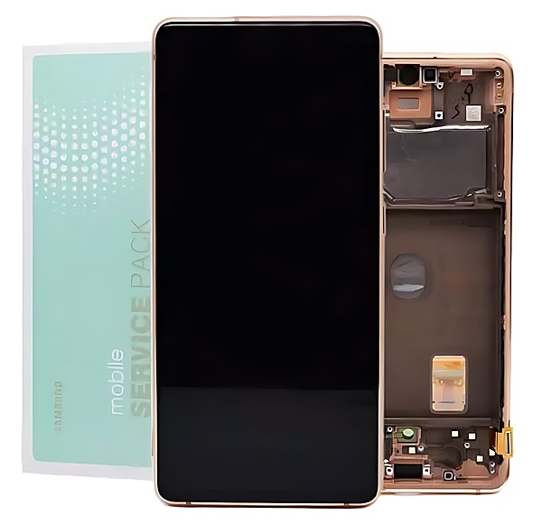 Genuine Samsung S20 FE 5G , G781 - Replacement AMOLED Touch Screen Assembly With Chassis - Cloud Orange - Service Pack - GH82 - 24214F