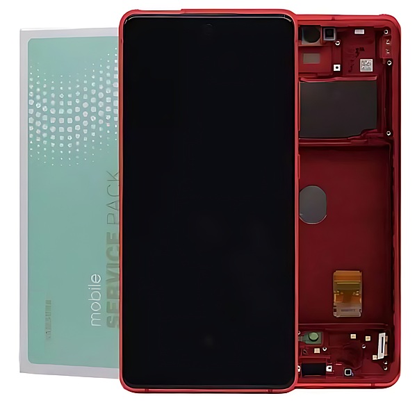 Genuine Samsung S20 FE , G780 - Replacement AMOLED Touch Screen Assembly With Chassis - Cloud Red - Service Pack - GH82 - 24219E