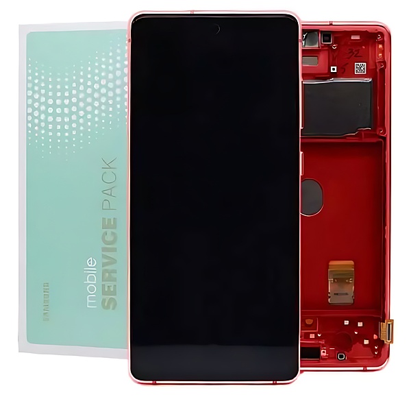 Genuine Samsung S20 FE 5G , G781 - Replacement AMOLED Touch Screen Assembly With Chassis - Cloud Red - Service Pack - GH82 - 24214E