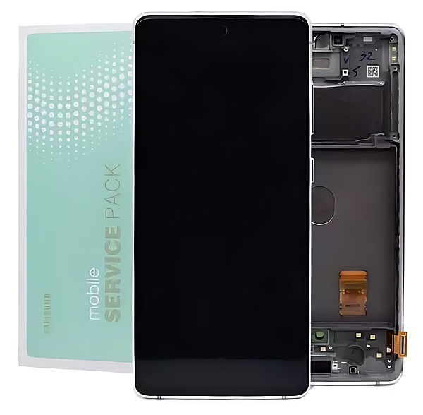 Genuine Samsung S20 FE 5G , G781 - Replacement AMOLED Touch Screen Assembly With Chassis - Cloud White - Service Pack - GH82 - 24214B