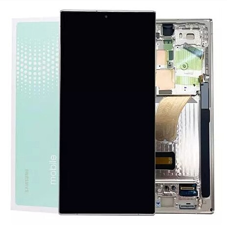 Genuine Samsung S23 Ultra , S918 - Replacement AMOLED Touch Screen Assembly With Chassis - Cream - Service Pack - GH82 - 30465B