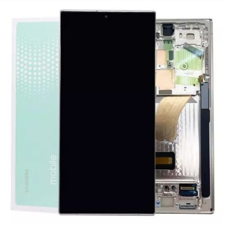 Genuine Samsung S23 Ultra , S918 - Replacement AMOLED Touch Screen Assembly With Chassis - Cream - Service Pack - GH82 - 30465B