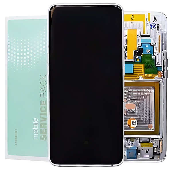 For Samsung A80 , A805 - Replacement AMOLED Touch Screen Assembly With Chassis - Ghost White - Service Pack - GH82 - 20348B