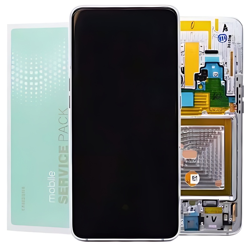 For Samsung A80 , A805 - Replacement AMOLED Touch Screen Assembly With Chassis - Ghost White - Service Pack - GH82 - 20348B