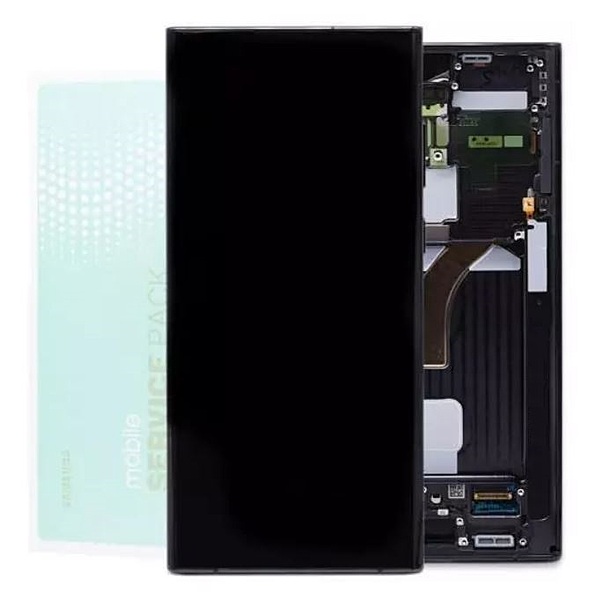 Genuine Samsung S22 Ultra , S908 - Replacement AMOLED Touch Screen Assembly With Chassis - Phantom Black - Service Pack - GH82 - 27488A