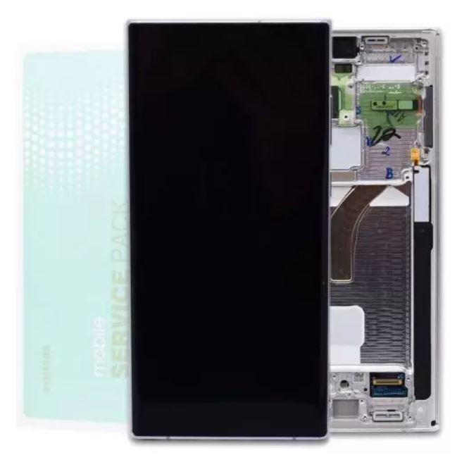 Genuine Samsung S22 Ultra , S908 - Replacement AMOLED Touch Screen Assembly With Chassis - Phantom White - Service Pack - GH82 - 27488C