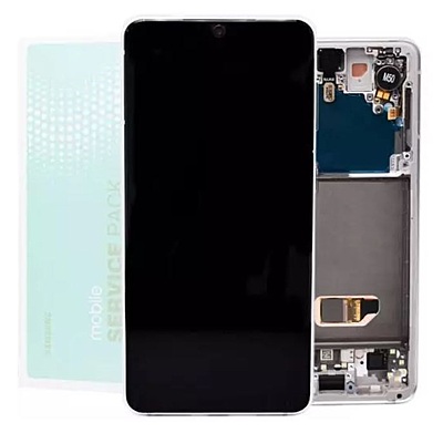 For Samsung S21 5G , G991 - Replacement AMOLED Touch Screen Assembly With Chassis - White - Service Pack - GH82 - 24544C