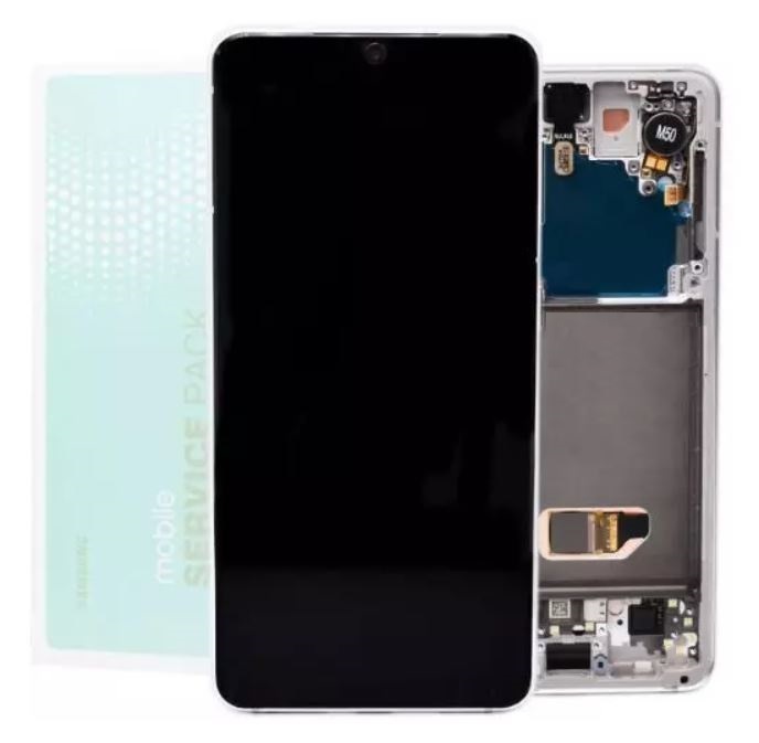 For Samsung S21 5G , G991 - Replacement AMOLED Touch Screen Assembly With Chassis - White - Service Pack - GH82 - 24544C