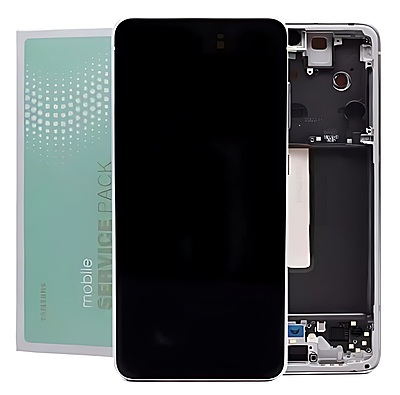 Genuine Samsung S21 FE , G990 - Replacement AMOLED Touch Screen Assembly With Chassis - White - Service Pack - GH82 - 26414B