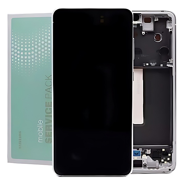 Genuine Samsung S21 FE , G990 - Replacement AMOLED Touch Screen Assembly With Chassis - White - Service Pack - GH82 - 26414B