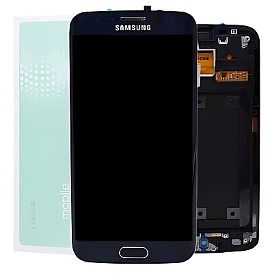 For Samsung S6 Edge , G925 - Replacement AMOLED Touch Screen Assembly With Frame - Black - Service Pack - GH82 - 25229A