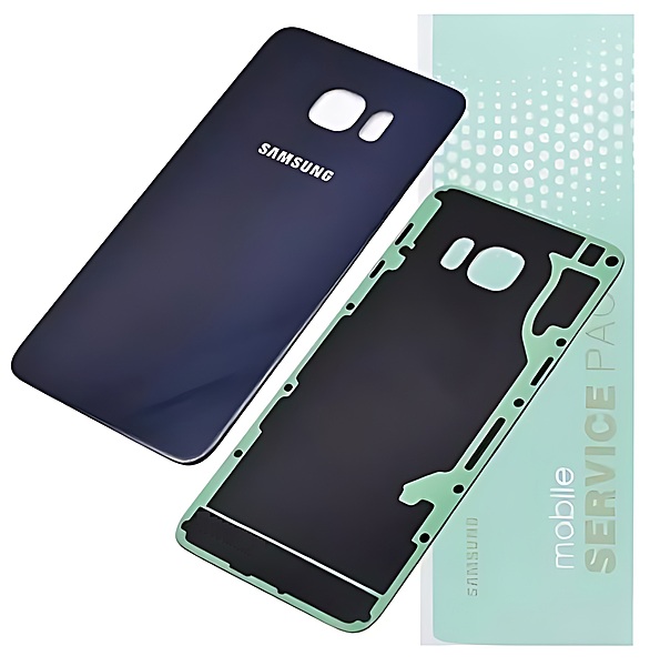 For Samsung S6 Edge Plus , G928 - Replacement Battery Cover , Rear Panel With Adhesive - Black Sapphire - Service Pack - GH82 - 10336B