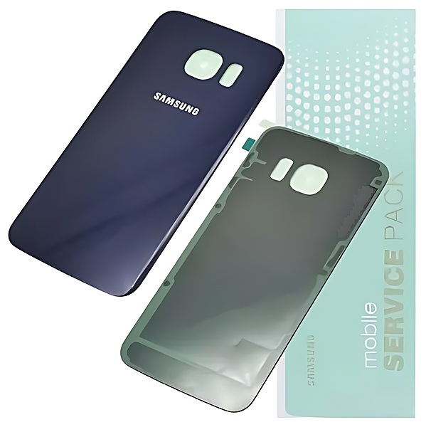 For Samsung S6 Edge , G925 - Replacement Battery Cover , Rear Panel With Adhesive - Black Sapphire - Service Pack - GH82 - 09602A