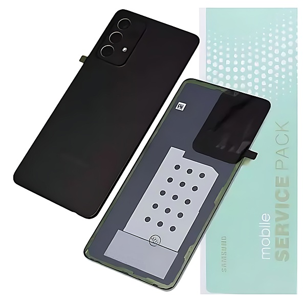 For Samsung A52s , A528 - Replacement Battery Cover , Rear Panel With Camera Lens - Awesome Black - Service Pack - GH82 - 26858A